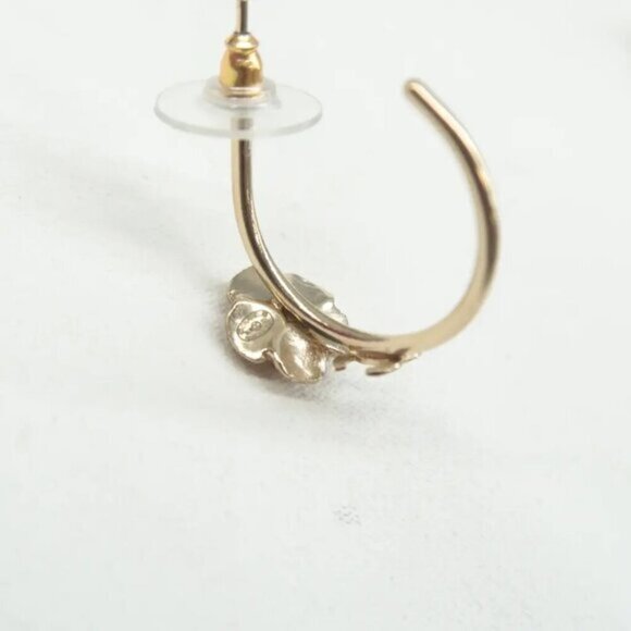 100% Authentic Chanel Flower CC Gold Metal Earrings - Picture 4 of 9